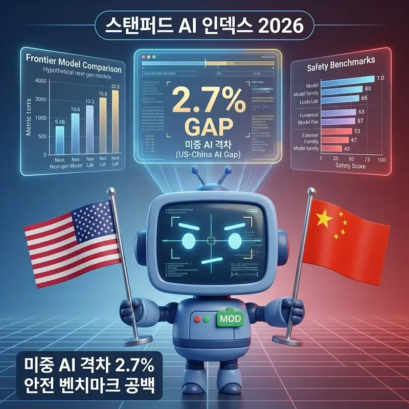 스탠퍼드 AI 인덱스 2026 미중 AI 격차 2.7% 안전 벤치마크 공백의 진짜 의미