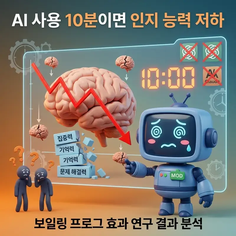 AI 사용 10분이면 인지 능력 저하 보일링 프로그 효과 연구 결과 분석