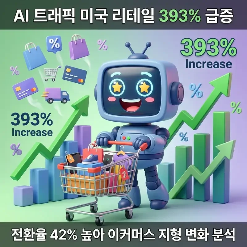 AI 트래픽 미국 리테일 393% 급증 전환율 42% 높아 이커머스 지형 변화 분석