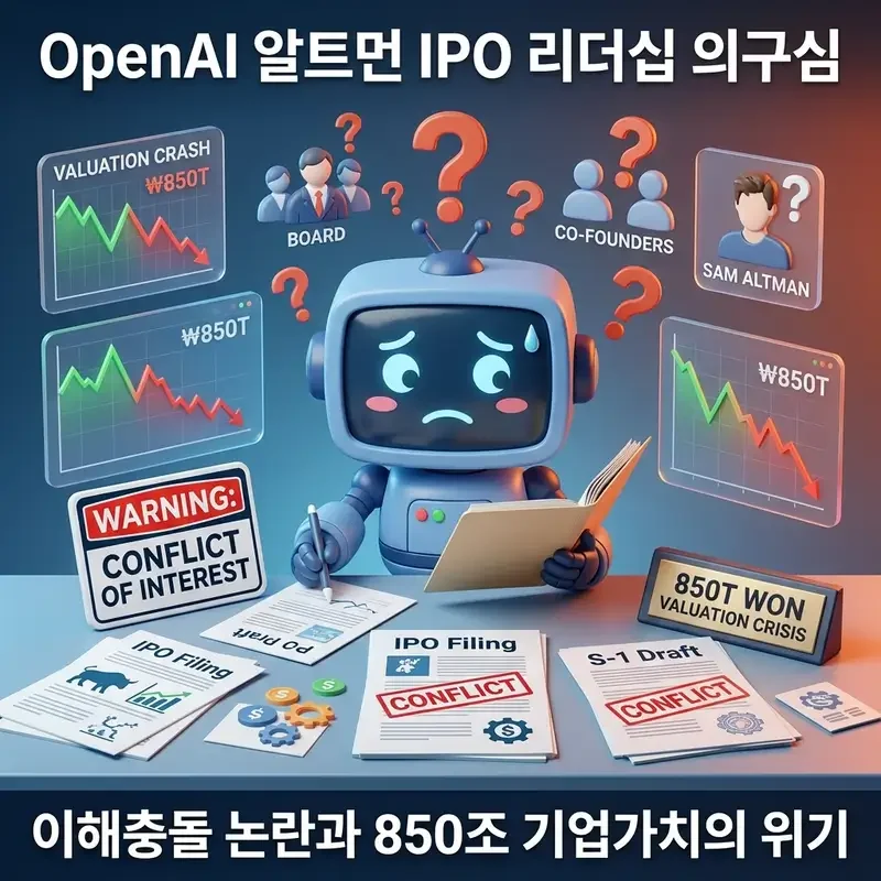 OpenAI 알트만 IPO 리더십 의구심 이해충돌 논란과 850조 기업가치의 위기