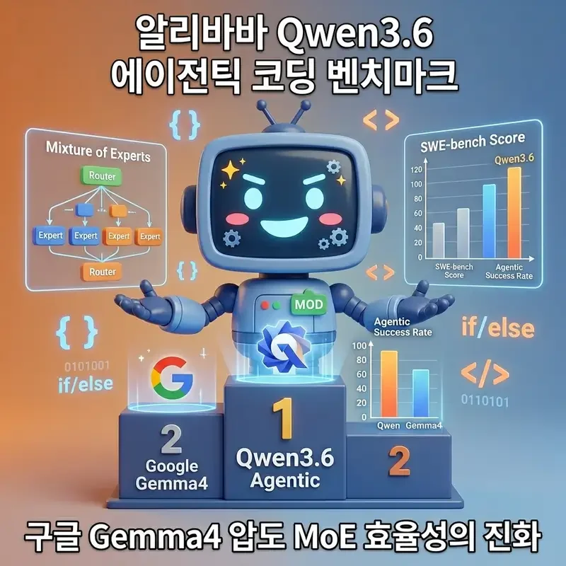 알리바바 Qwen3.6 에이전틱 코딩 벤치마크 구글 Gemma4 압도 MoE 효율성의 진화