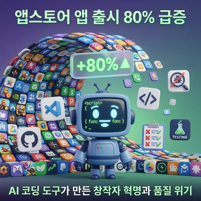 앱스토어 앱 출시 80% 급증 AI 코딩 도구가 만든 창작자 혁명과 품질 위기