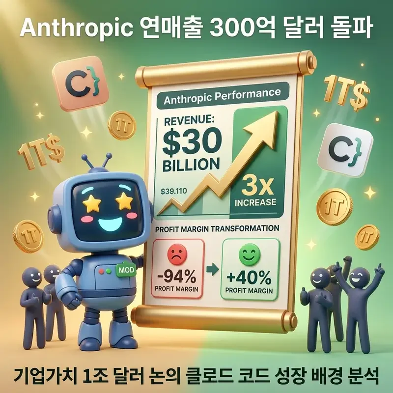 Anthropic 연매출 300억 달러 돌파 기업가치 1조 달러 논의 클로드 코드 성장 배경 분석