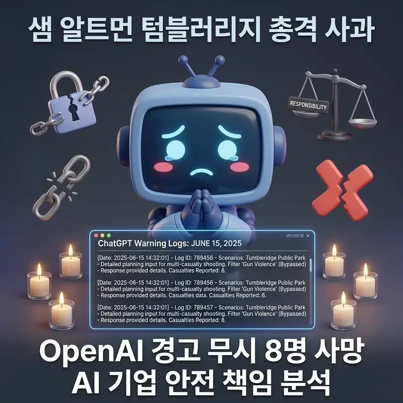 샘 알트만 텀블러리지 총격 사과 OpenAI 경고 무시 8명 사망 AI 기업 안전 책임 분석
