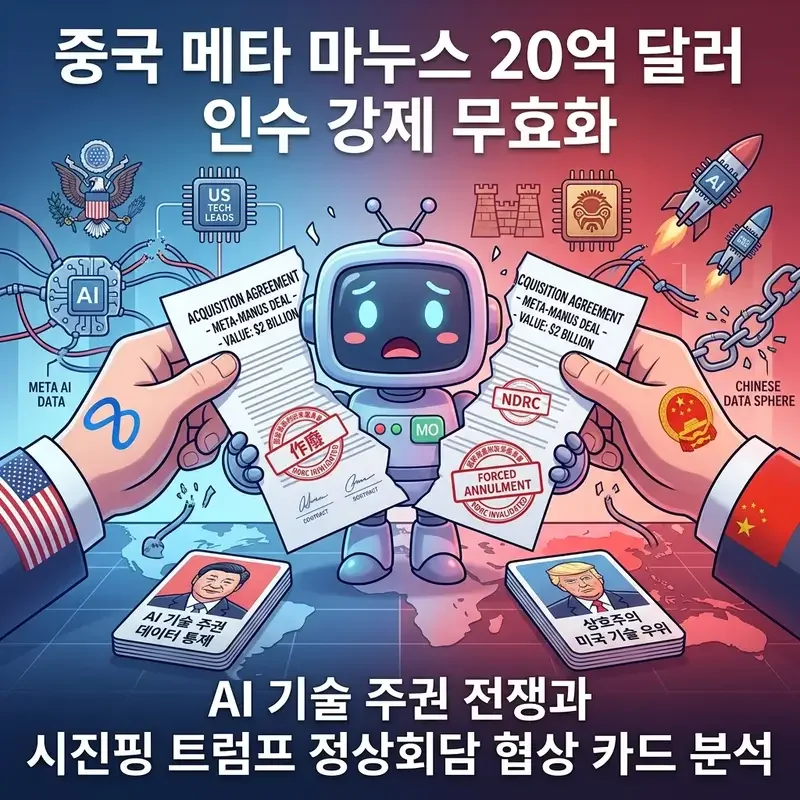 중국 메타 마누스 20억 달러 인수 강제 무효화 AI 기술 주권 전쟁과 시진핑 트럼프 정상회담 협상 카드 분석
