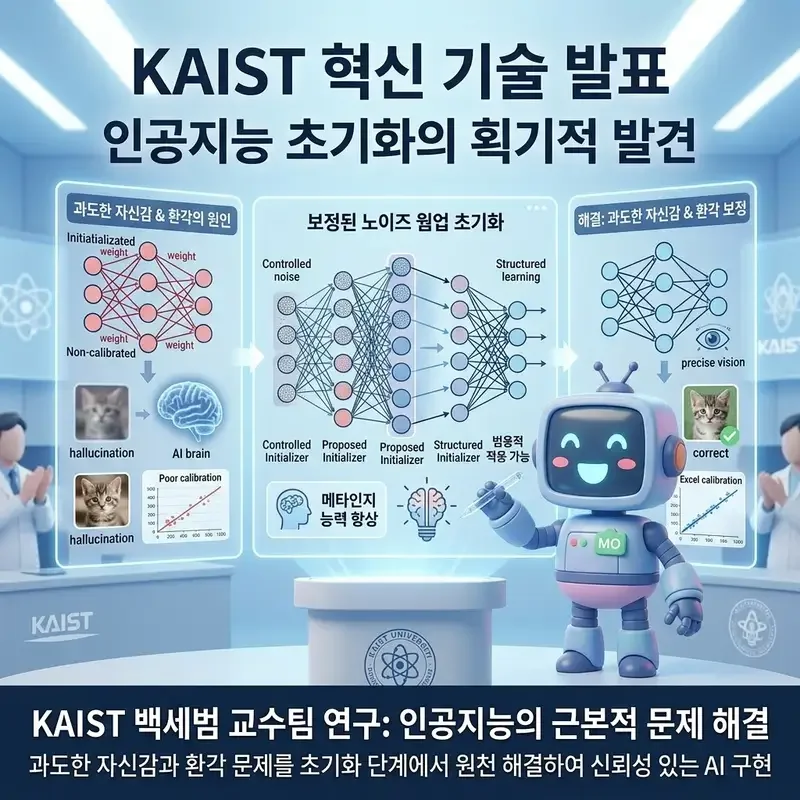 KAIST 노이즈 예열 학습으로 AI 환각 과신 문제 해결 딥러닝 초기화 방식의 혁신