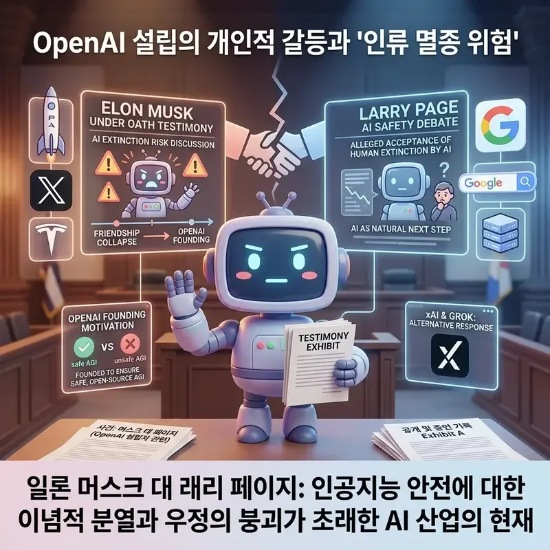머스크 OpenAI 재판 선서 증언 래리 페이지 AI 안전 논쟁으로 우정 파탄 AI 설립 배경의 전말