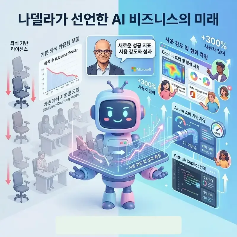 마이크로소프 CEO 나델라가 선언한 AI 비즈니스 미래 숫자가 아닌 사용 강도가 새 기준이다