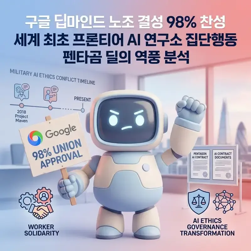 구글 딥마인드 노조 결성 98% 찬성 세계 최초 프런티어 AI 연구소 집단행동 펜타곤 딜의 역풍 분석