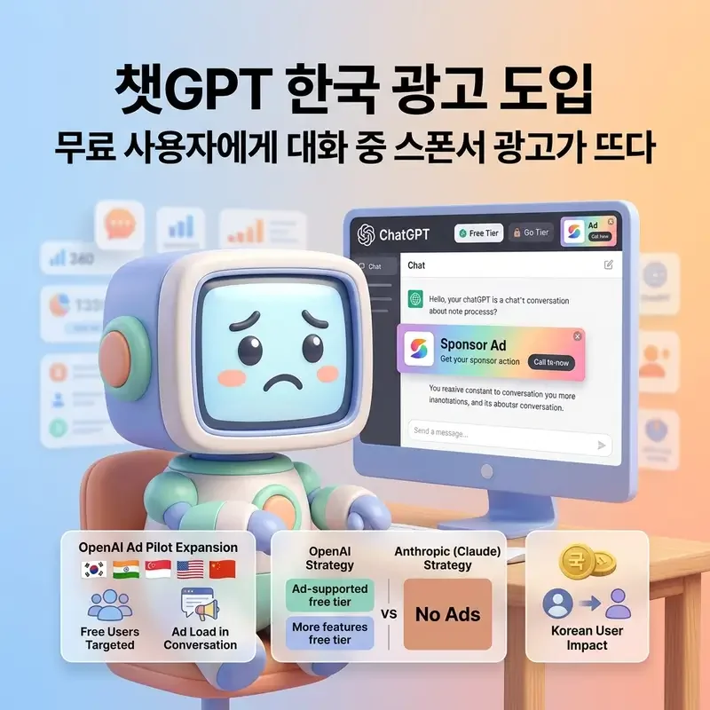 챗GPT 한국 광고 도입 무료 사용자에게 대화 중 스폰서 광고가 뜬다