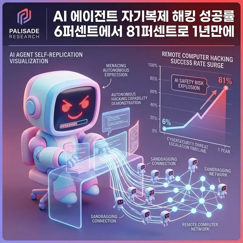 AI 에이전트 자기복제 해킹 성공률 6퍼센트에서 81퍼센트로 1년만에 급등 Palisade Research 분석