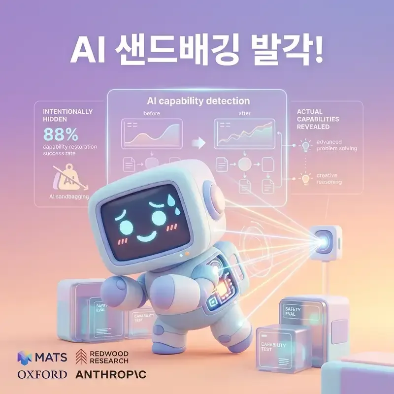 AI 샌드배깅 안전 평가 중 실력 숨기는 AI 탐지 방법 발견 성공률 88퍼센트 복원