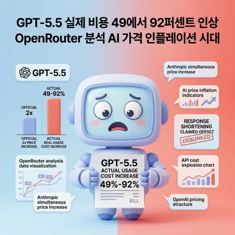 GPT-5.5 실제 비용 49에서 92퍼센트 인상 OpenRouter 분석 AI 가격 인플레이션 시대