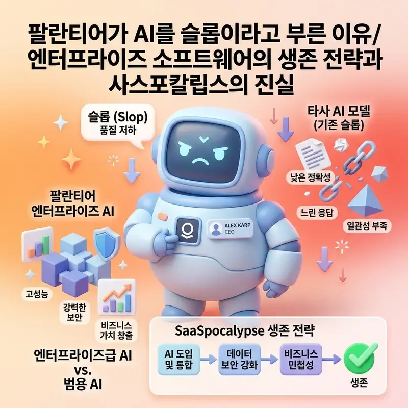팔란티어가 AI를 슬롭이라고 부른 이유 엔터프라이즈 소프트웨어의 생존 전략과 사스포칼립스의 진실