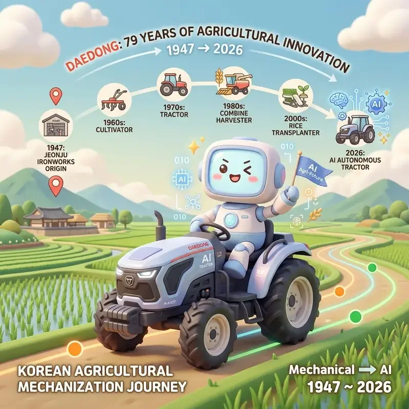대동 AI 트랙터 국내 첫 상용 공급 1947년 진주 철공소에서 자율농업까지 79년