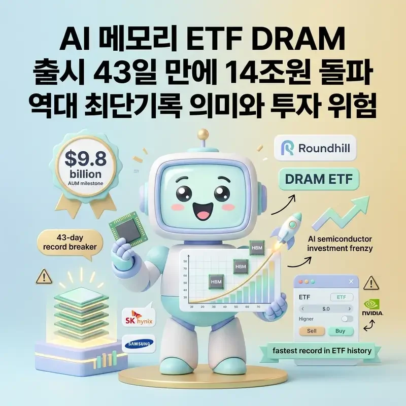 AI 메모리 ETF DRAM 출시 43일 만에 14조원 돌파 역대 최단기록 의미와 투자 위험
