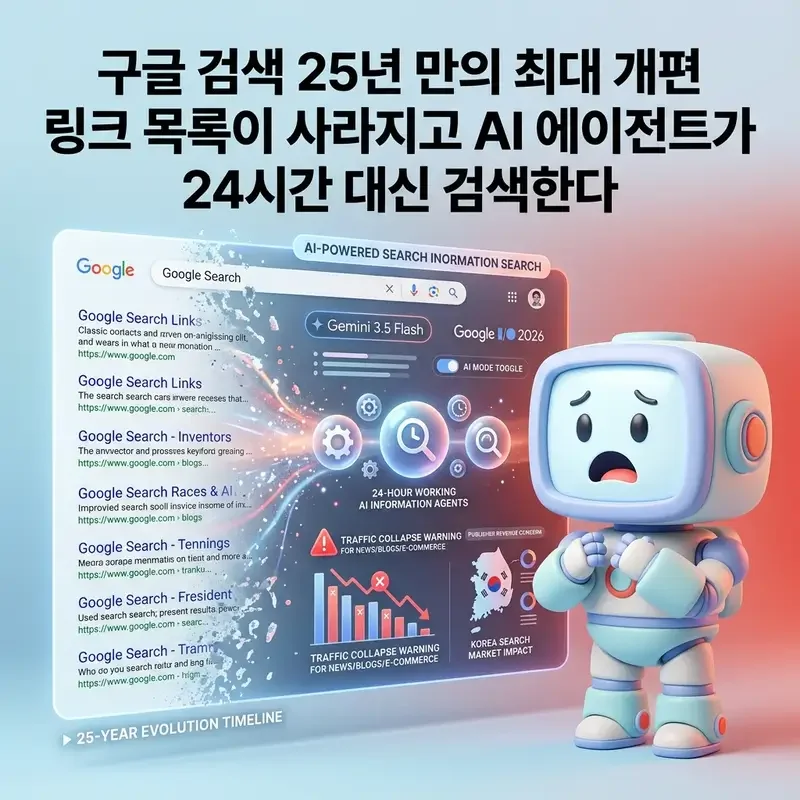 구글 검색 25년 만의 최대 개편 링크 목록이 사라지고 AI 에이전트가 24시간 대신 검색한다