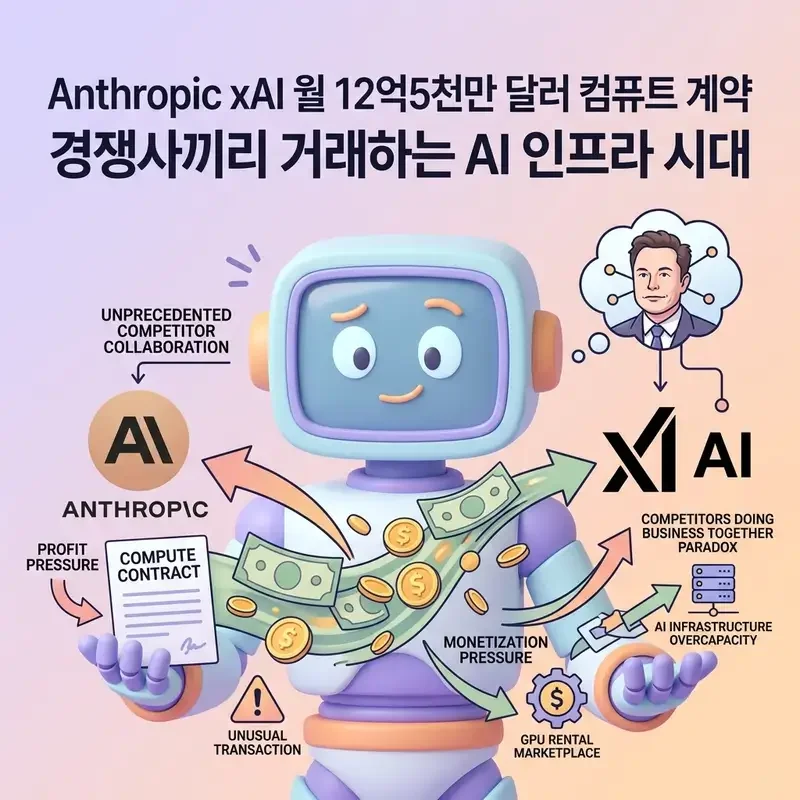 Anthropic xAI 월 12억5천만 달러 컴퓨트 계약 경쟁사끼리 거래하는 AI 인프라 시대
