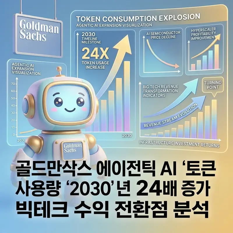 골드만삭스 에이전틱 AI 토큰 사용량 2030년 24배 증가 빅테크 수익 전환점 분석