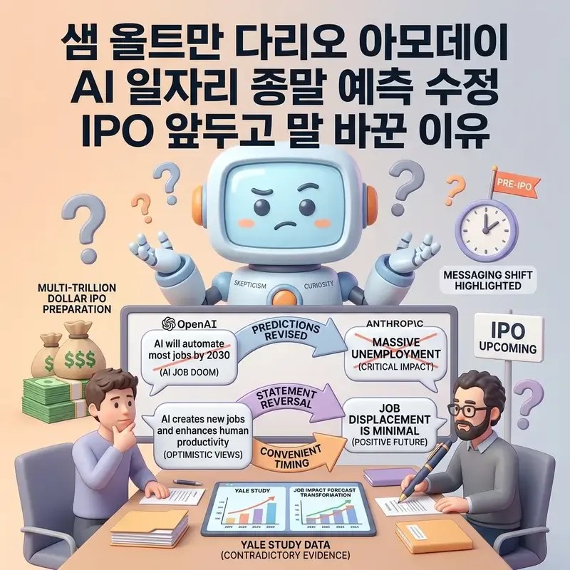 샘 올트먼 다리오 아모데이 AI 일자리 종말 예측 수정 IPO 앞두고 말 바꾼 이유
