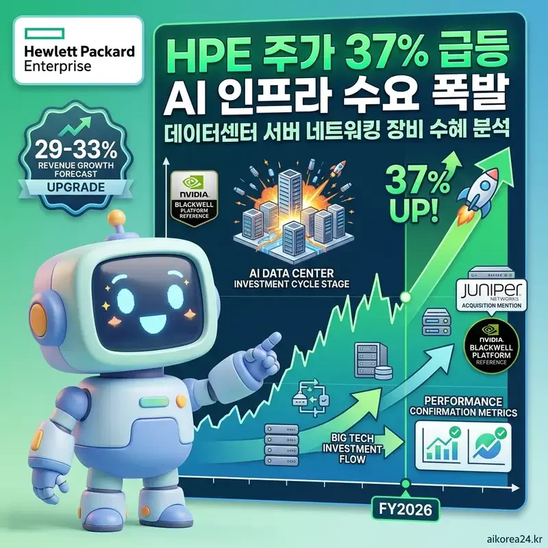 HPE 주가 37% 급등 AI 인프라 수요 폭발 데이터센터 서버 네트워킹 장비 수혜 분석