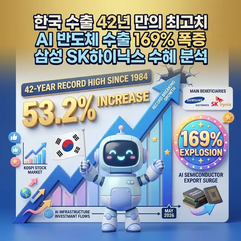 한국 수출 42년 만의 최고치 AI 반도체 수출 169% 폭증 삼성 SK하이닉스 수혜 분석