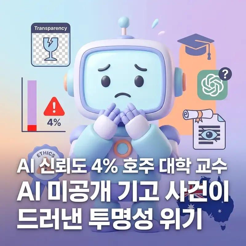 AI 신뢰도 4% 호주 대학 교수 AI 미공개 기고 사건이 드러낸 투명성 위기