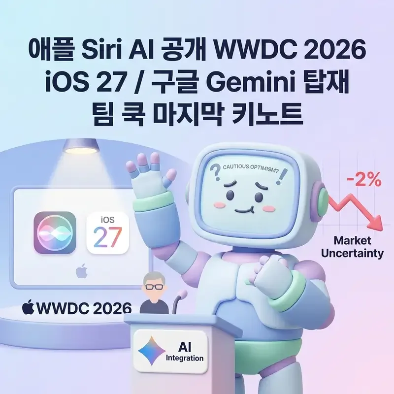 애플 Siri AI 공개 WWDC 2026 iOS 27 구글 Gemini 탑재 팀 쿡 마지막 키노트