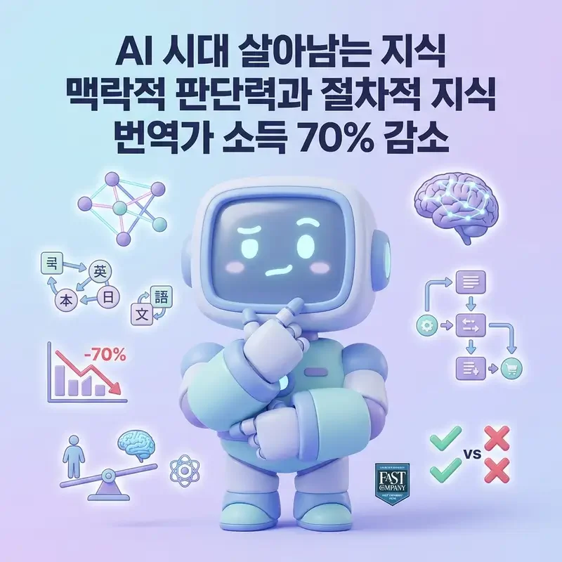 AI 시대 살아남는 지식 맥락적 판단력과 절차적 지식 번역가 소득 70퍼센트 감소