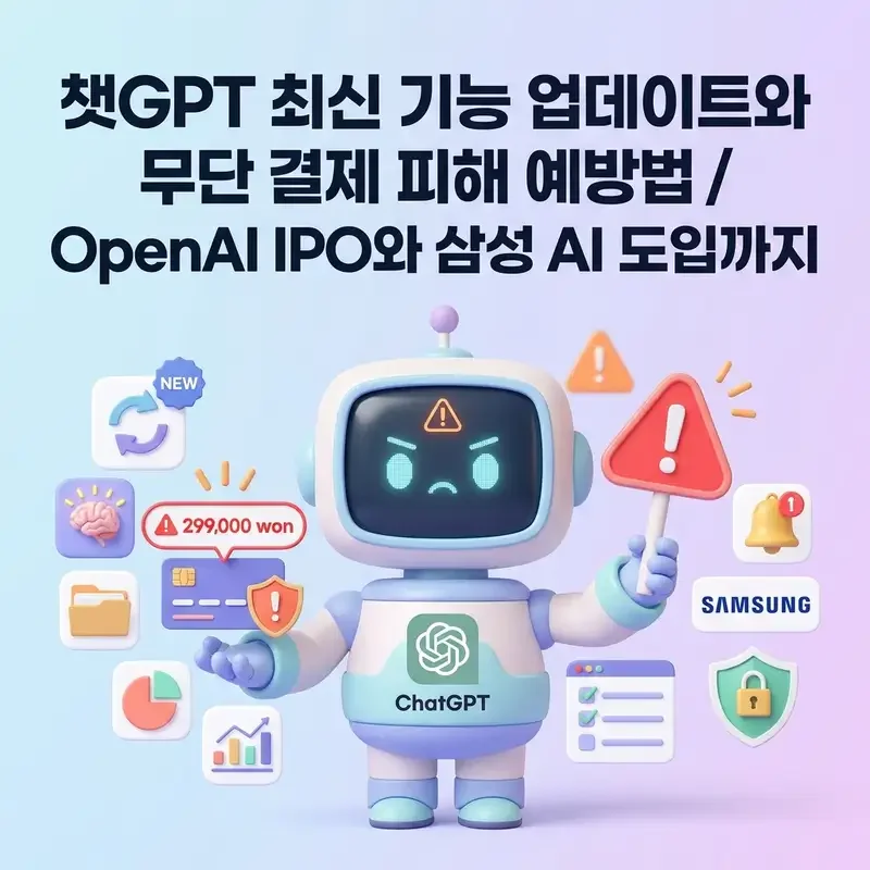 챗GPT 최신 기능 업데이트와 무단 결제 피해 예방법 OpenAI IPO와 삼성 AI 도입까지
