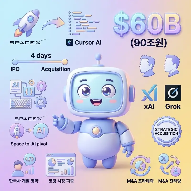 SpaceX 커서 600억달러 인수 IPO 4일 만에 AI 코딩 시장 선점 나선 머스크의 전략