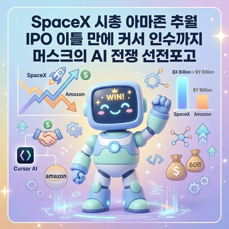 SpaceX 시총 아마존 추월 IPO 이틀 만에 커서 인수까지 머스크의 AI 전쟁 선전포고
