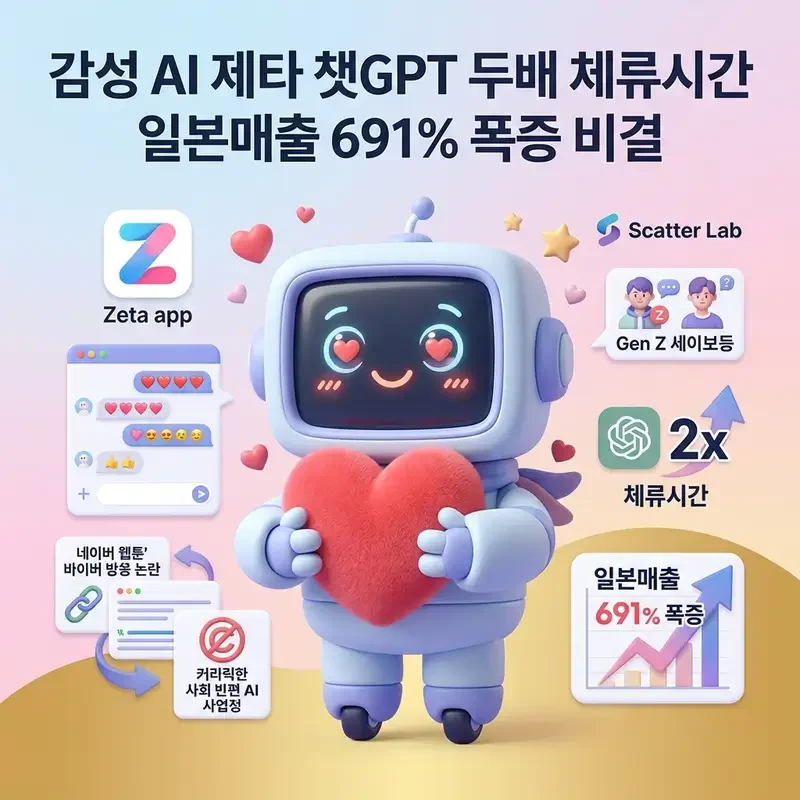 감성 AI 제타 챗GPT 두배 체류시간 일본매출 691퍼센트 폭증 비결