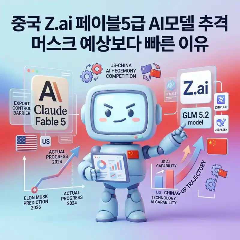 중국 Z.ai 페이블5급 AI모델 추격 머스크 예상보다 빠른 이유