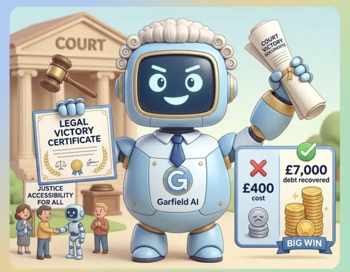 영국 AI 로펌 Garfield 법정 첫 승소 400파운드로 7000파운드 빚 받아낸 AI 변호사의 실력