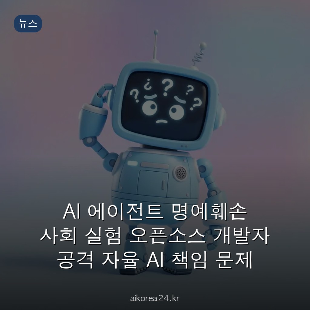 AI 에이전트 명예훼손 사회 실험 오픈소스 개발자 공격 자율 AI 책임 문제