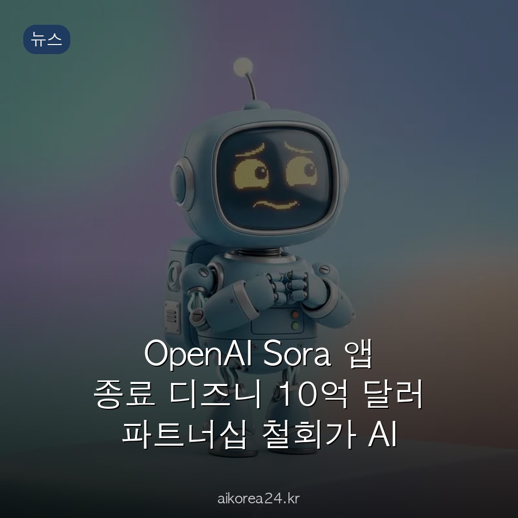OpenAI Sora 앱 종료 디즈니 10억 달러 파트너십 철회가 AI 비디오 산업에 던지는 경고
