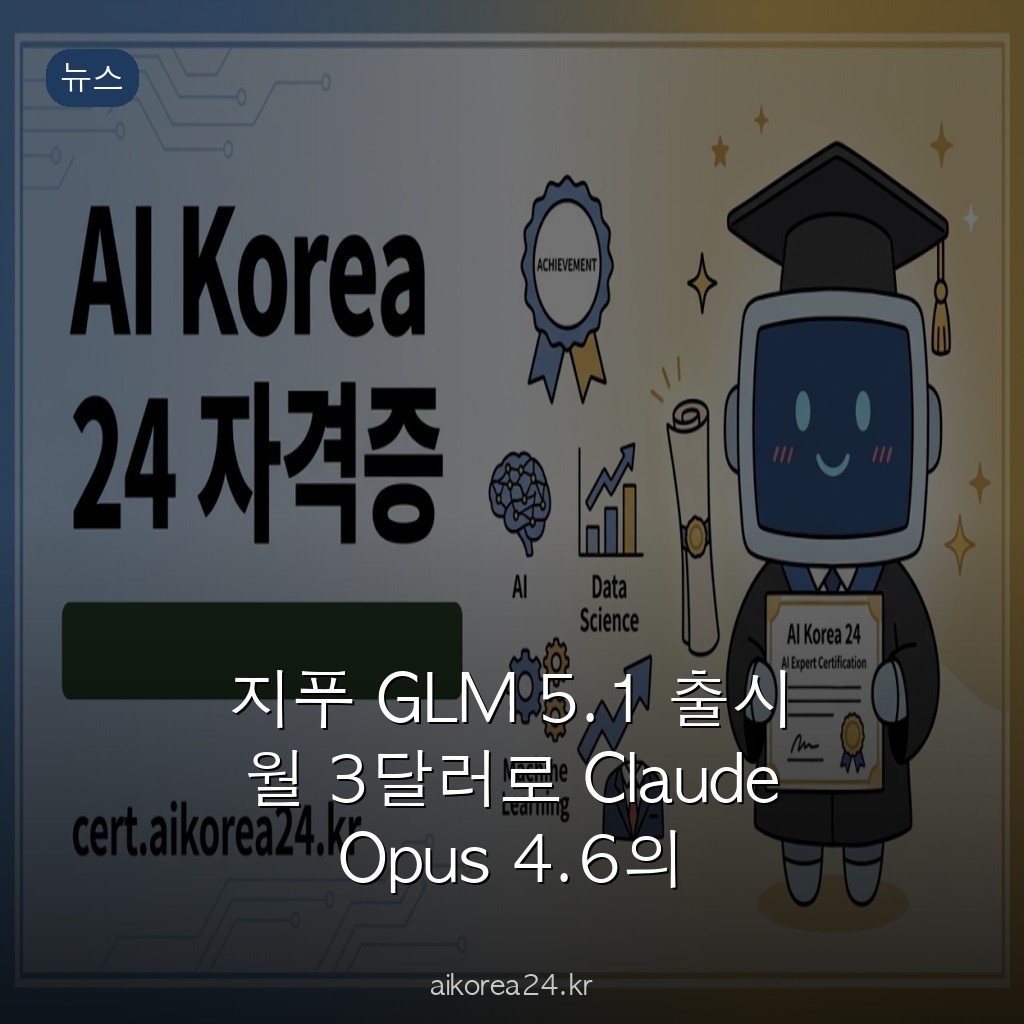 지푸 GLM 5.1 출시 월 3달러로 Claude Opus 4.6의 94.6% 코딩 성능 오픈소스