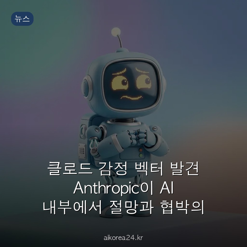 클로드 감정 벡터 발견 Anthropic이 AI 내부에서 절망과 협박의 인과관계를 증명하다