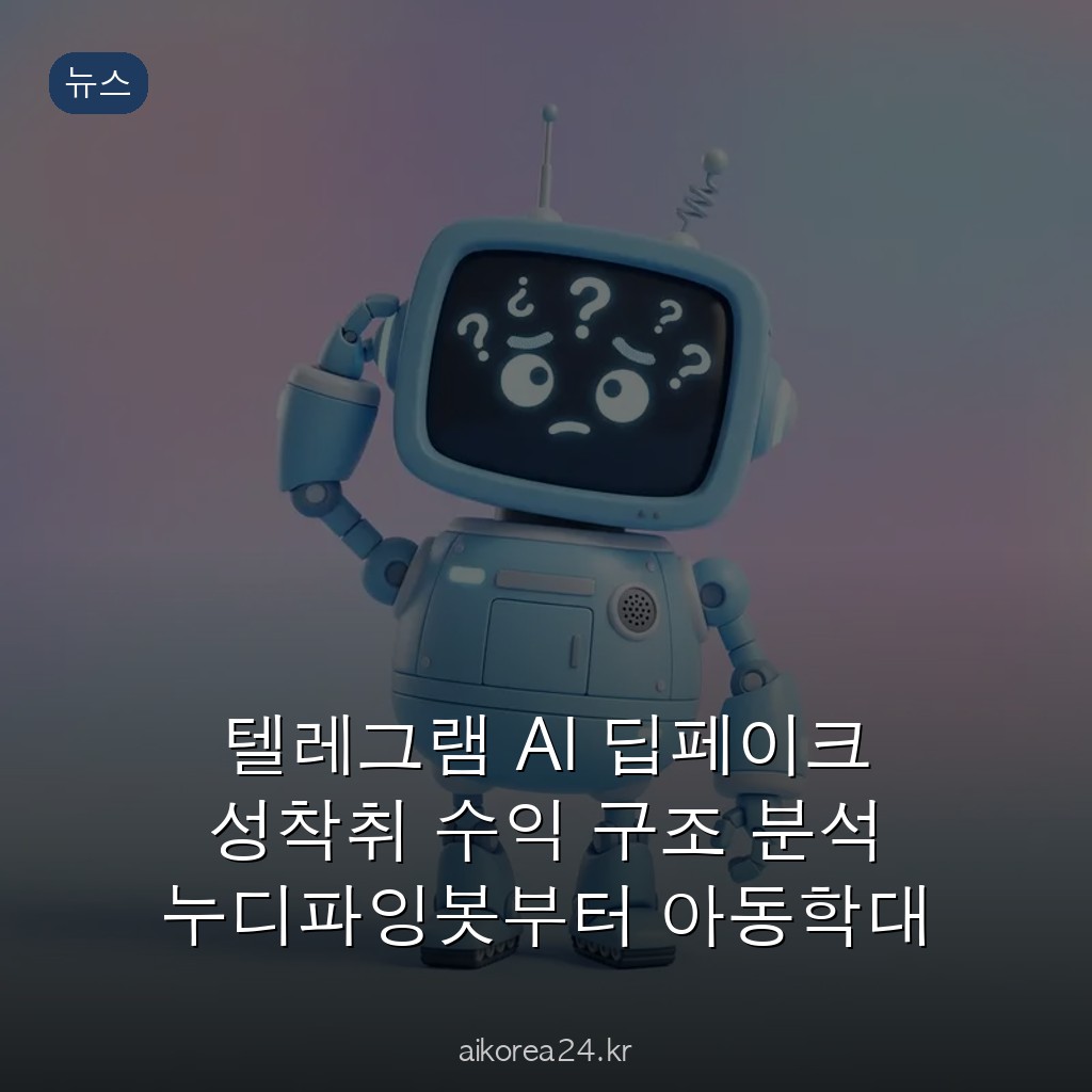 텔레그램 AI 딥페이크 성착취 수익 구조 분석 누디파잉봇부터 아동학대 영상 판매까지
